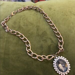 Gold Chain Necklace with Pearl Pendant